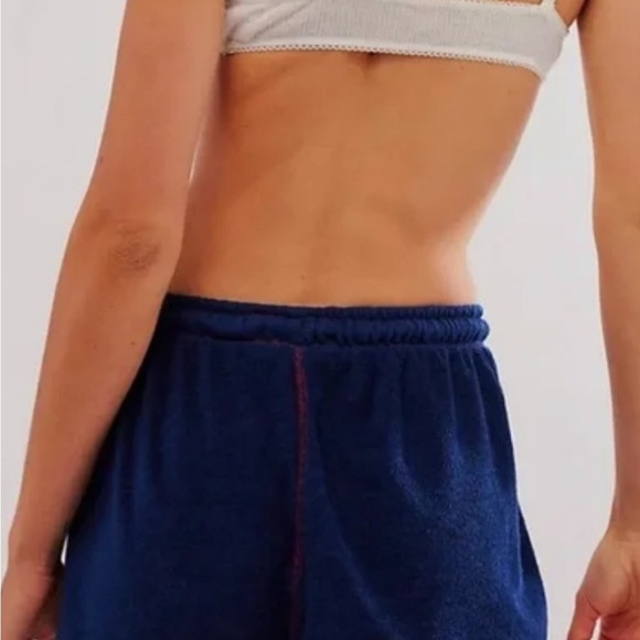 Free People Athletic Shorts Blue and Red with Elastic Waistband - Picture 3 of 6